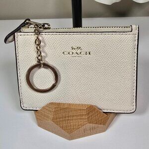 COACH Mini ID Case with Keychain White with Gold Hardware F12186